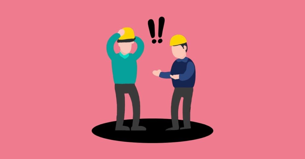 Illustration of a homeowner and a contractor arguing on a job site — contractor disputes in Ontario
